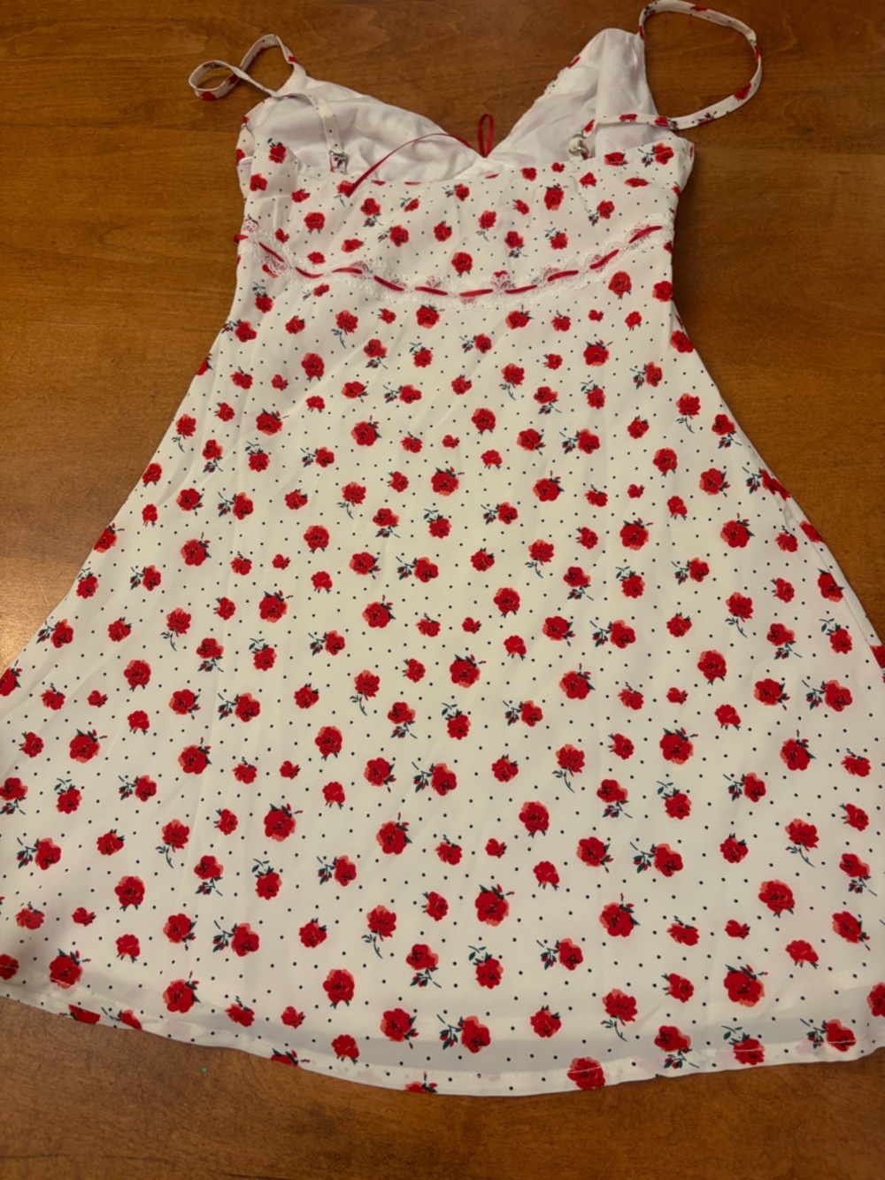 Princess Polly Karen’s White/Red Slip Dress with Floral design - Picture 10 of 10